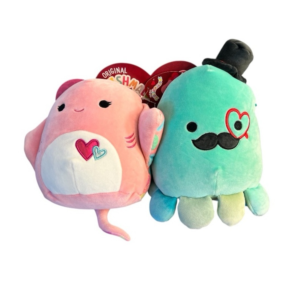 NWT Squishmallows Perfect Pair Saxa Stingray and Eiko Fancy Octopus